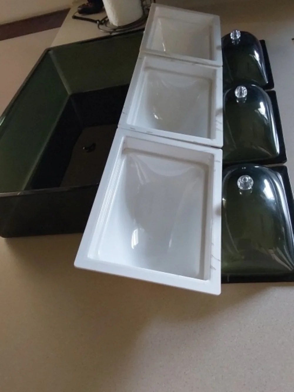 Vintage Mid Century 1960s Acrylic Tripple Dome Food Warmer And Cooler Server